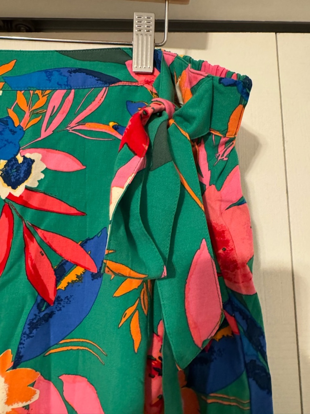 J. Crew Green Floral Faux Wrap Tie-Waist Midi Skirt - Picture 7 of 9